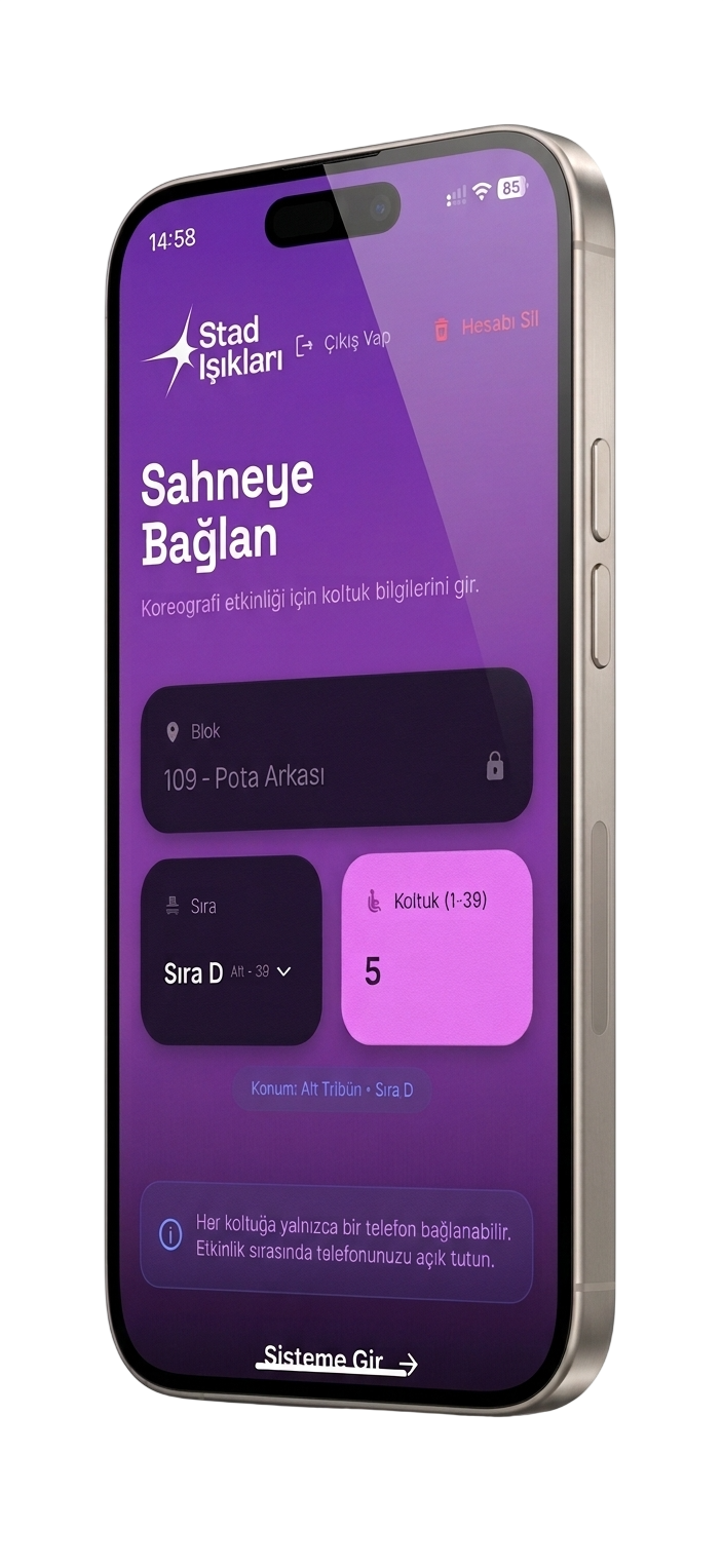 Stad Işıkları uygulamasının telefondaki ekranı