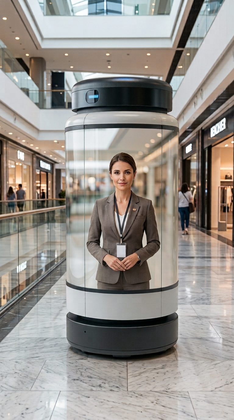 Adbot X interactive advertising robot in a shopping centre