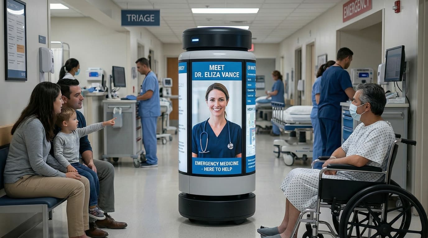 Hastane ortamında ziyaretçilere yardımcı olan AdBot X robotu