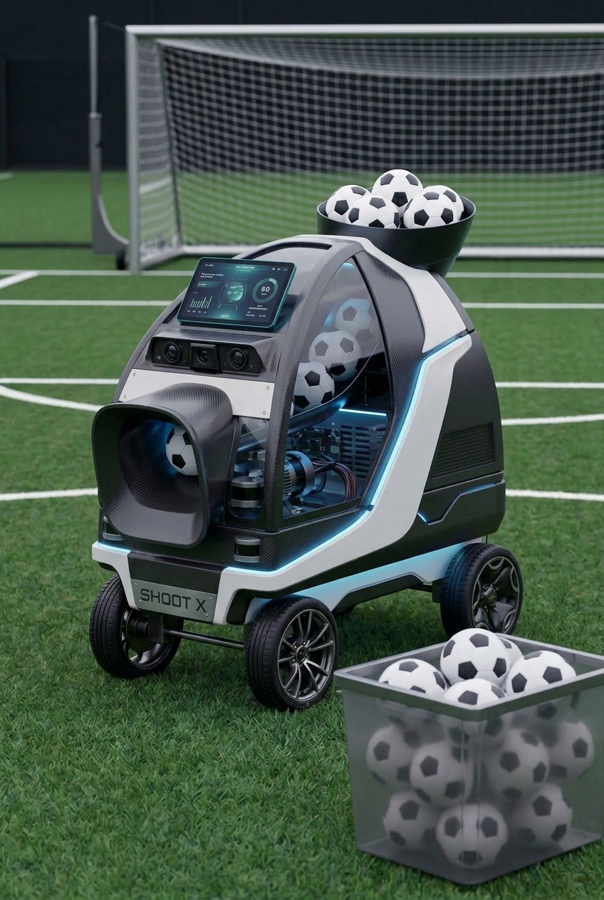 ShootX autonomous football training robot on a pitch